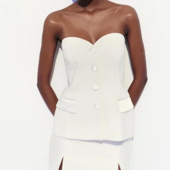 ZARA MIXED SATIN EFFECT BUSTIER - Picture 8 of 9